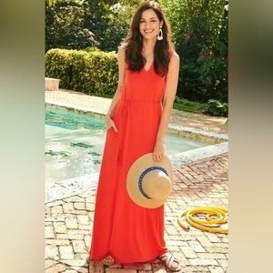 NWT MATILDA JANE  Extra Large Orange Sleeveless Maxi Dress with Braided Belt